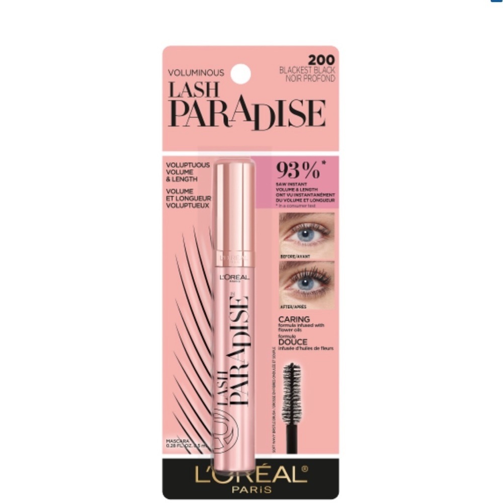 L'OREAL VOLUMINOUS LASH PARADISE Waterproof Mascara #200 BLACKEST BLACK *NEW*